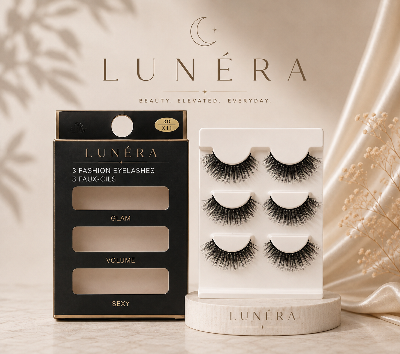 LUNÉRA 3D Natural Volume Lashes - Lightweight False Eyelashes